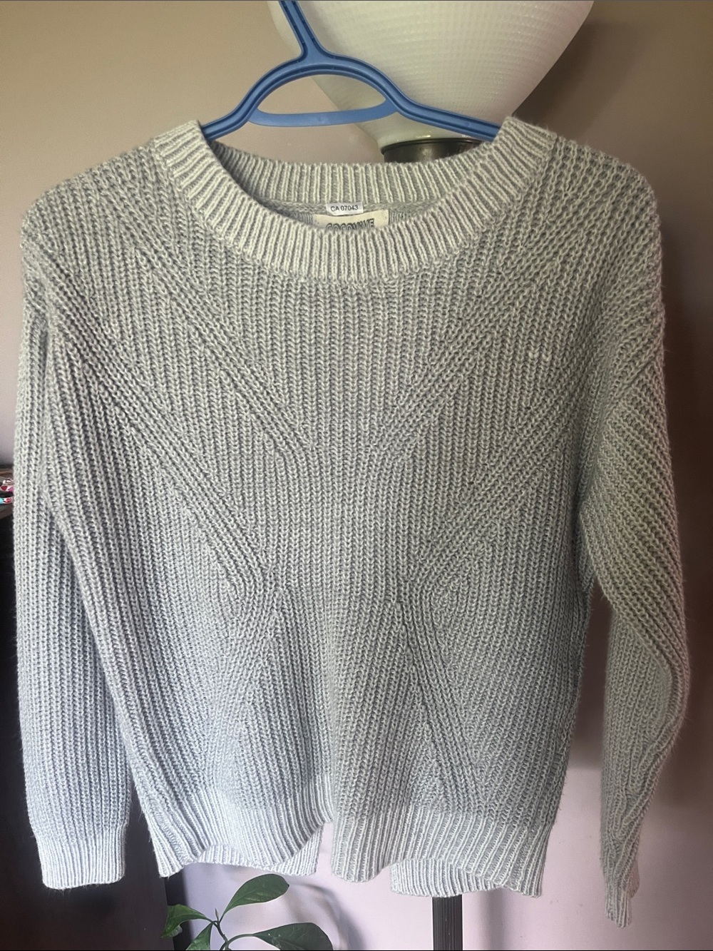 Cozy Light Gray Crewneck Knit Sweater